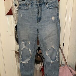Abercrombie & Fitch High Rise Distressed Blue Jeans